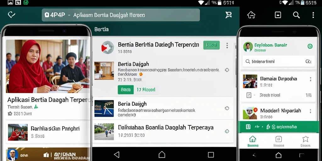 Antarmuka aplikasi 4P4P yang menampilkan berita daerah terkini.