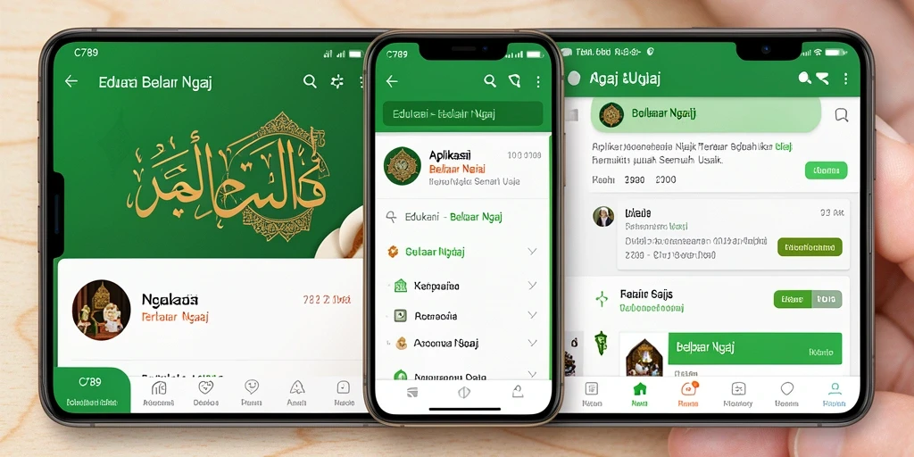 Tampilan antarmuka aplikasi C789 untuk belajar ngaji yang mudah digunakan.