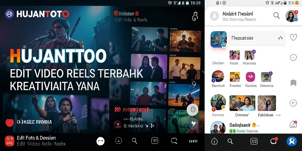 Tampilan antarmuka HUJANTOTO dengan fitur Edit Video Reels yang menarik.