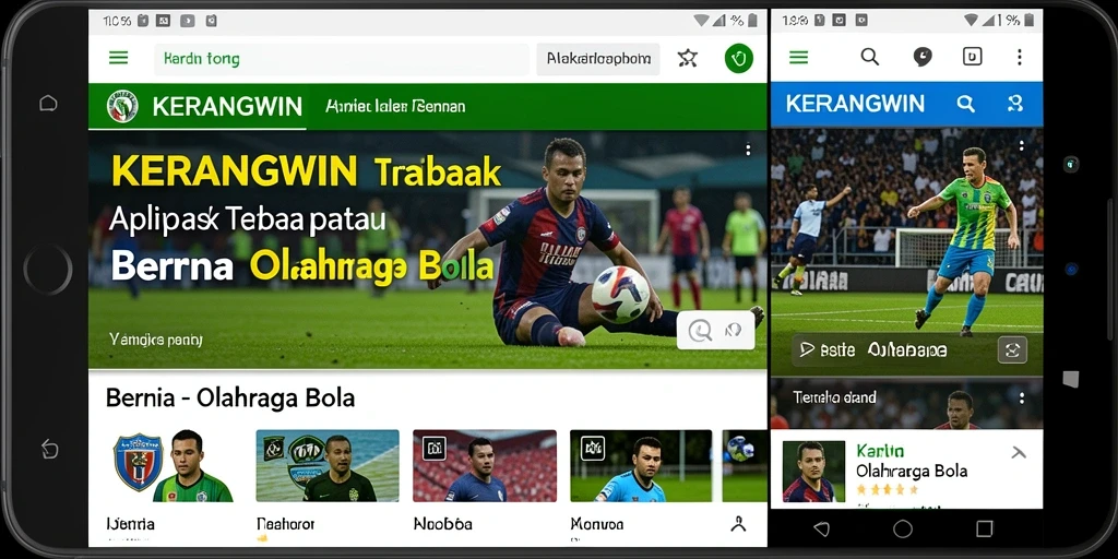 Tampilan antarmuka KERANGWIN dengan berita olahraga bola terbaru.