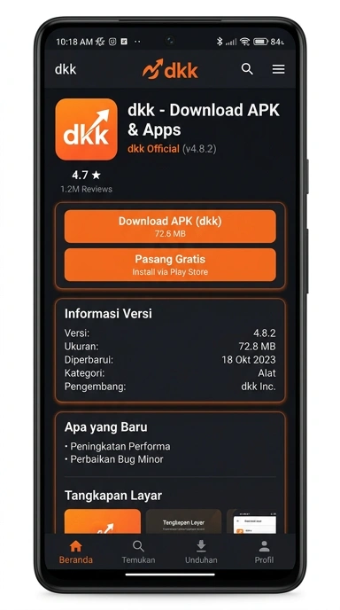Tampilan halaman APK dkk