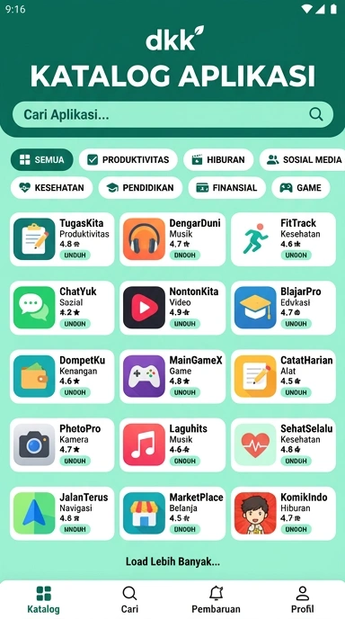 Tampilan katalog aplikasi dkk